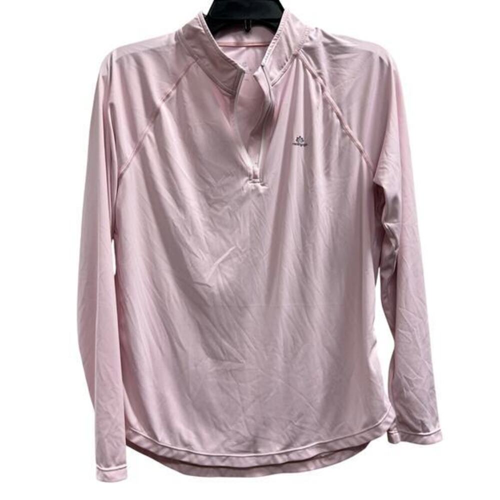 Heathyoga women's long-sleeve performance quarter-zip bubblegum pink NWOT Sz M